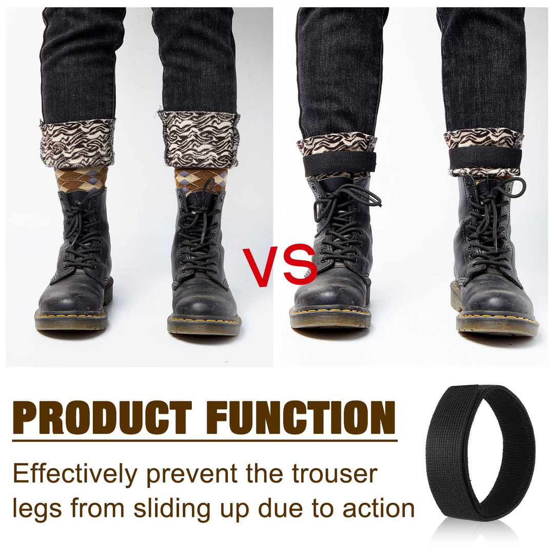 2 Pairs Black Boot Blousers Elastic Military Boot Straps Boot Bands Military Blousing Straps Ankle Hook and Loop for Men Women Hunting Gardening Hiking Cycling Fishing Military Army Uniforms