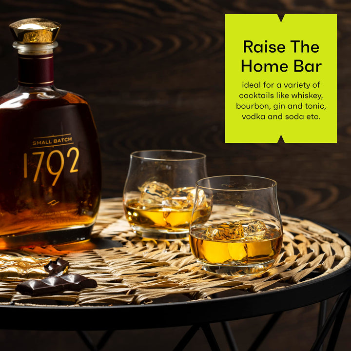Whiskey Bar Glasses Set of 6 | Luxurious 10 Ounce Old Fashioned Glassware Set | Our Scotch & Bourbon Glass Tumblers Make A Great Gift Idea For Cocktail Enthusiasts |Rock Glasses Made in Europe