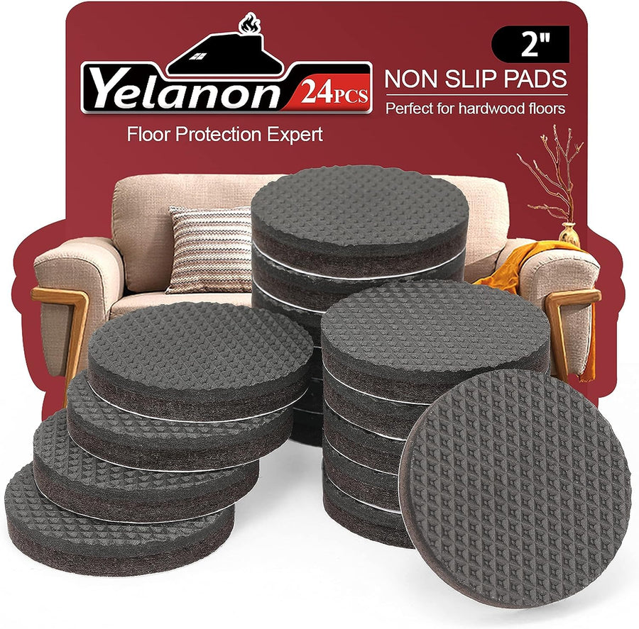 Non Slip Furniture Pads -24 pcs 2 Furniture Grippers Hardwood Floors, Non Skid for Furniture Legs,Self Adhesive Rubber Feet, Anti Slide Furniture Floors Protectors for Keep Couch Stoppers