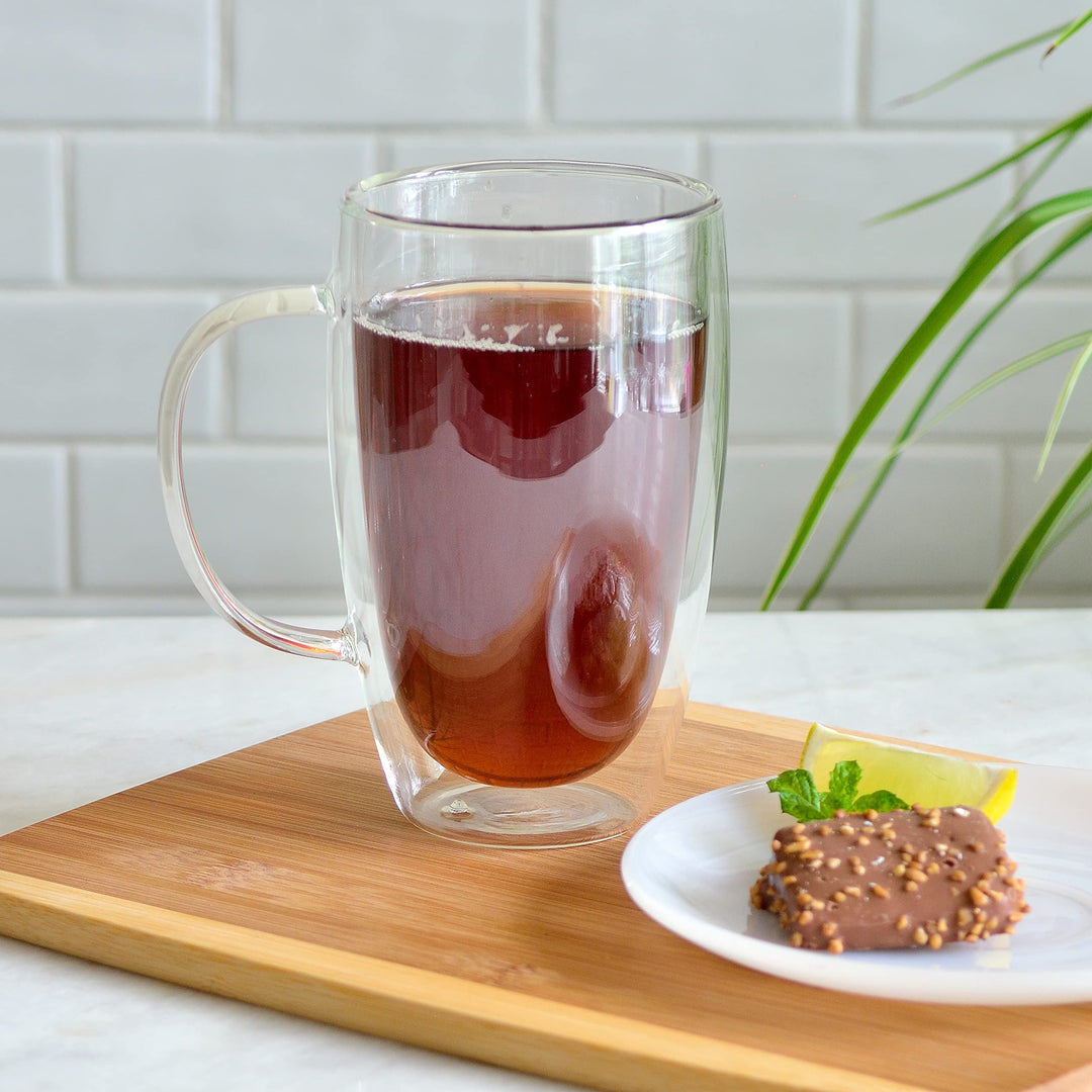 2 Pack Glass Coffee Cups, Double Wall Thermo Insulated Coffee Cups, Glass Coffee Mugs (15 Ounce)