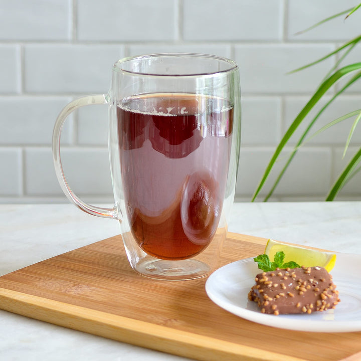 2 Pack Glass Coffee Cups, Double Wall Thermo Insulated Coffee Cups, Glass Coffee Mugs (15 Ounce)