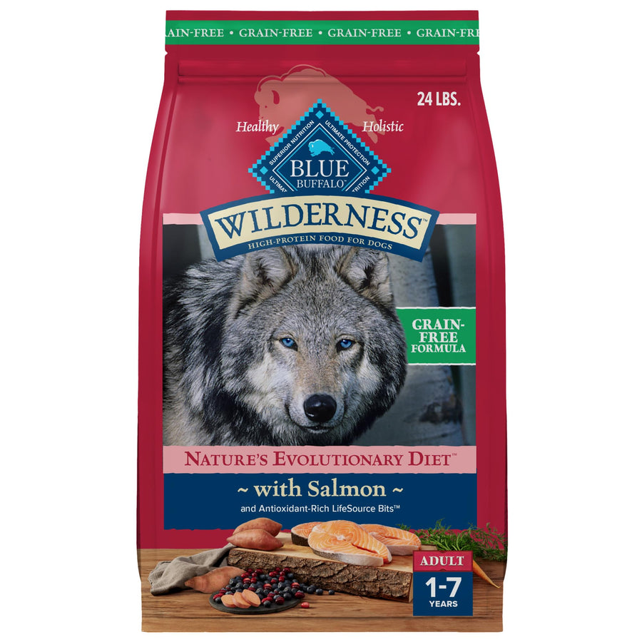 Wilderness Adult High-Protein Dry Dog Food with Real Salmon, Grain-Free, Made in the USA with Natural Ingredients, Salmon, 24-lb Bag