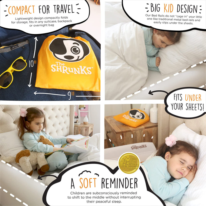 {2-Pack} Shrunks Inflatable Bed Rail for Toddlers | Travel Bed Rail for Kids, Adults, and Elderly | Portable Toddler Bed Bumpers| Blow Up Bed Guard Rail for Twin, Full, Queen, King Size Beds