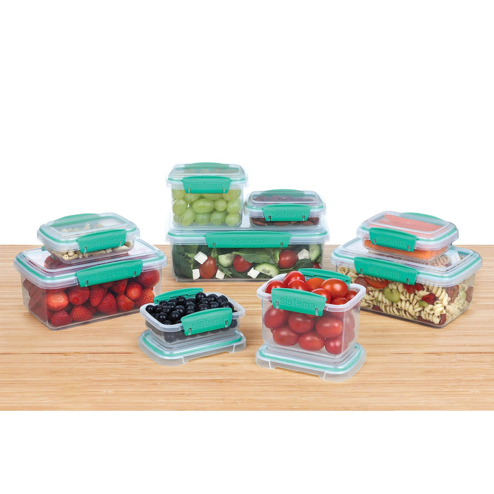 18-Piece Food Storage Containers with Lids for Lunch, Meal Prep, and Leftovers, Dishwasher Safe, Clear/Blue