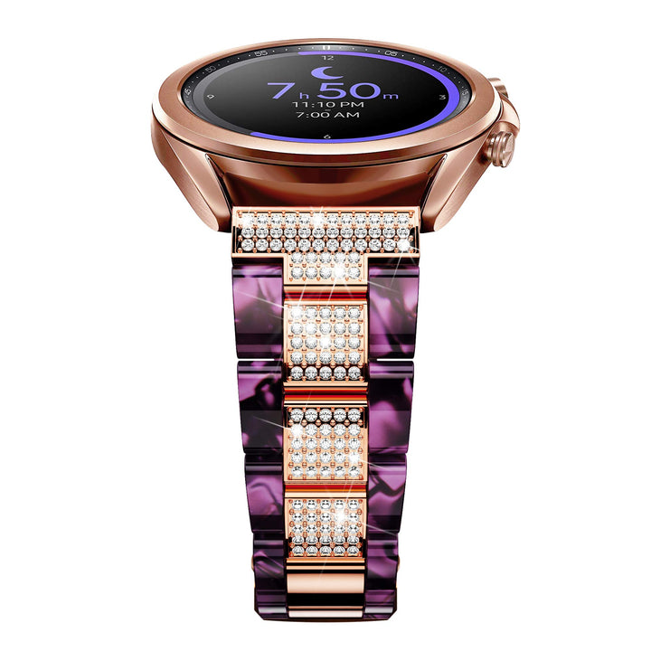 Compatible with Galaxy Watch 7 6 5 Band 40mm 44mm/ 6 Classic Band 43mm 47mm Women, 20mm Quick Release Bling Resin Band for Galaxy Watch 4 Band Classic 42mm 46mm/5 Pro 45mm/3 41mm Purple