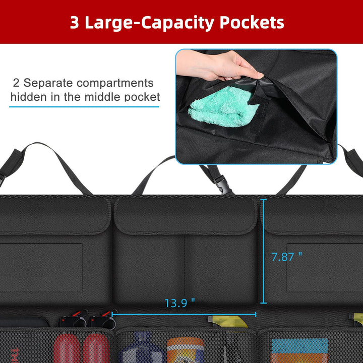 Car Organizers and Storage- Super Large SUV storage organizer for Large SUV/MVP, Hanging Car Backseat Organizer with 6 Large Pockets, Saving Space Organizer for Car(Mesh Pockets 40.9×19.3)
