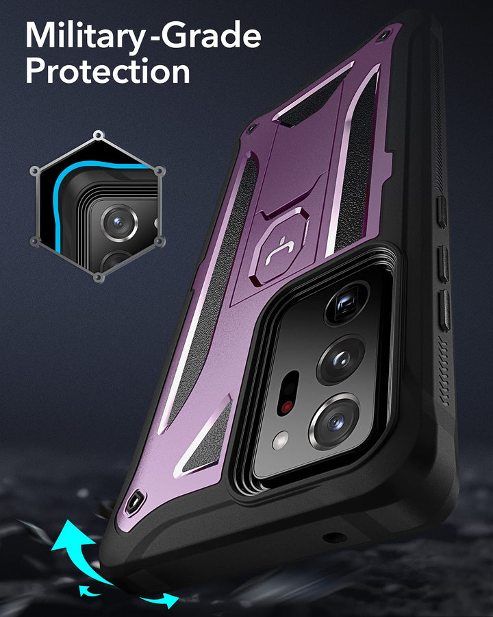 Samsung Galaxy Note 20 Ultra Case with Built-in Screen Protector & Kickstand Shockproof Full Body Rugged Protective Cover for Galaxy Note 20 Ultra 5G 6.9 inch - Purple