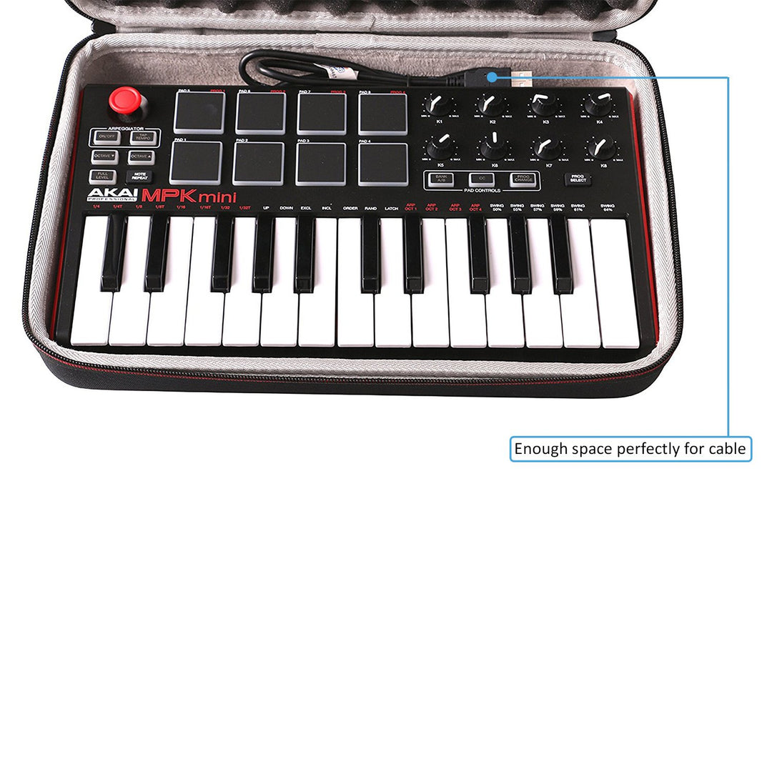 LTGEM Travel Hard Carrying Case for Akai Professional MPK Mini MK3 / MPK Mini Play MK3 / MPK Mini MKII/MPK Mini Play - 25 Key USB MIDI Keyboard Controller, Black+Grey(Case Only)