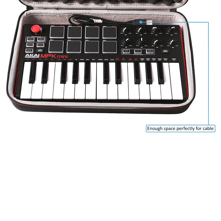 LTGEM Travel Hard Carrying Case for Akai Professional MPK Mini MK3 / MPK Mini Play MK3 / MPK Mini MKII/MPK Mini Play - 25 Key USB MIDI Keyboard Controller, Black+Grey(Case Only)