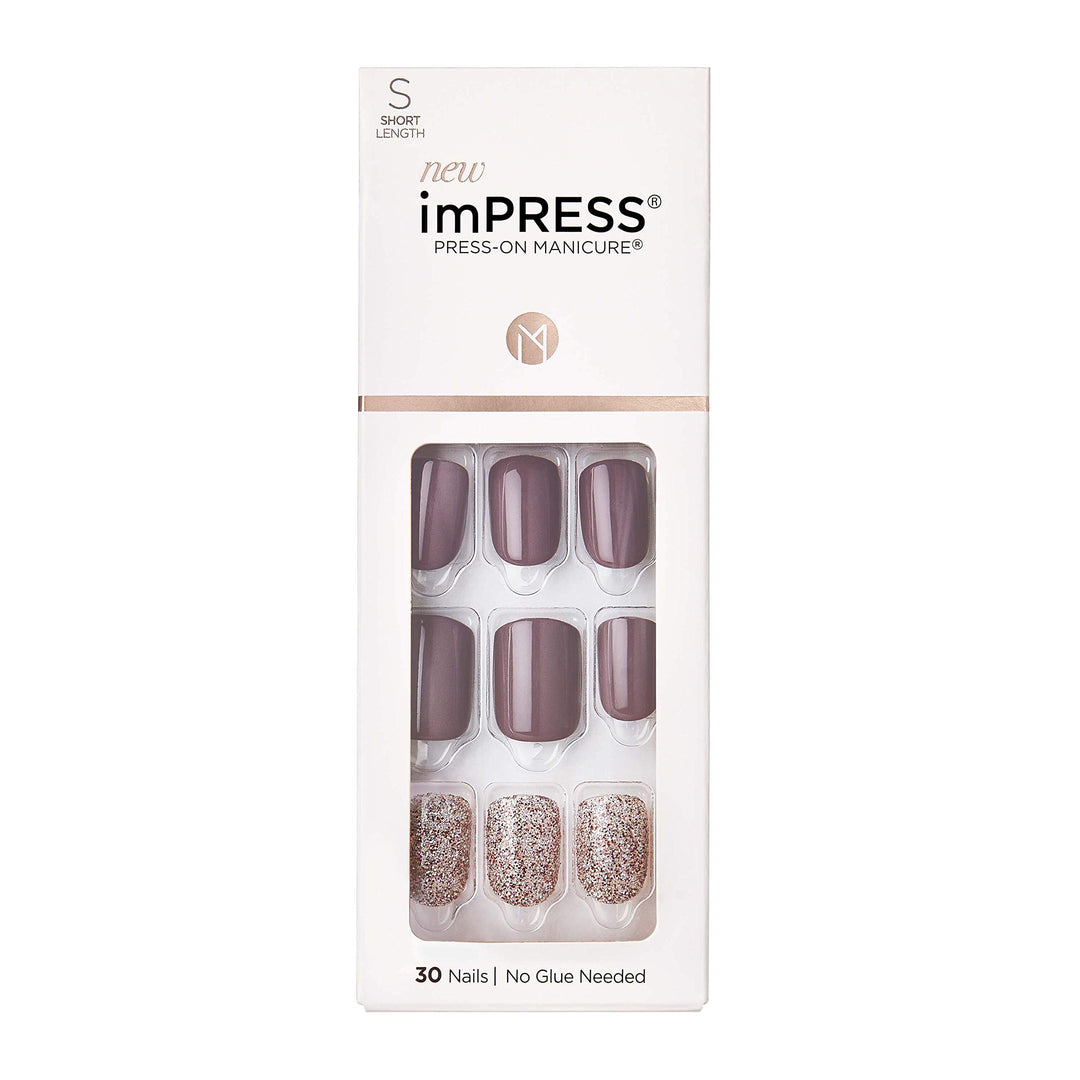 KISS Press-On Manicure, Nail Kit, PureFit Technology, Short Press-On Nails, Square, Flawless, Includes Prep Pad, Mini File, Cuticle Stick, and 30 Fake Nails