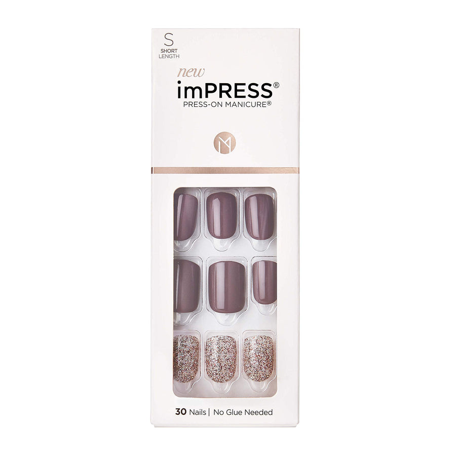 KISS Press-On Manicure, Nail Kit, PureFit Technology, Short Press-On Nails, Square, Flawless, Includes Prep Pad, Mini File, Cuticle Stick, and 30 Fake Nails