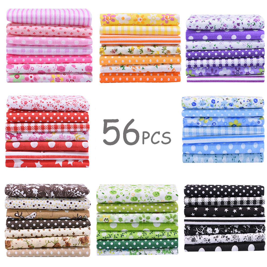 56 Pieces 9.8x 9.8 (25cm x 25cm) Squares Cotton 100% Floral Printed Sewing Supplies Fabric for Quilting Patchwork, DIY Craft, Scrapbooking Cloth