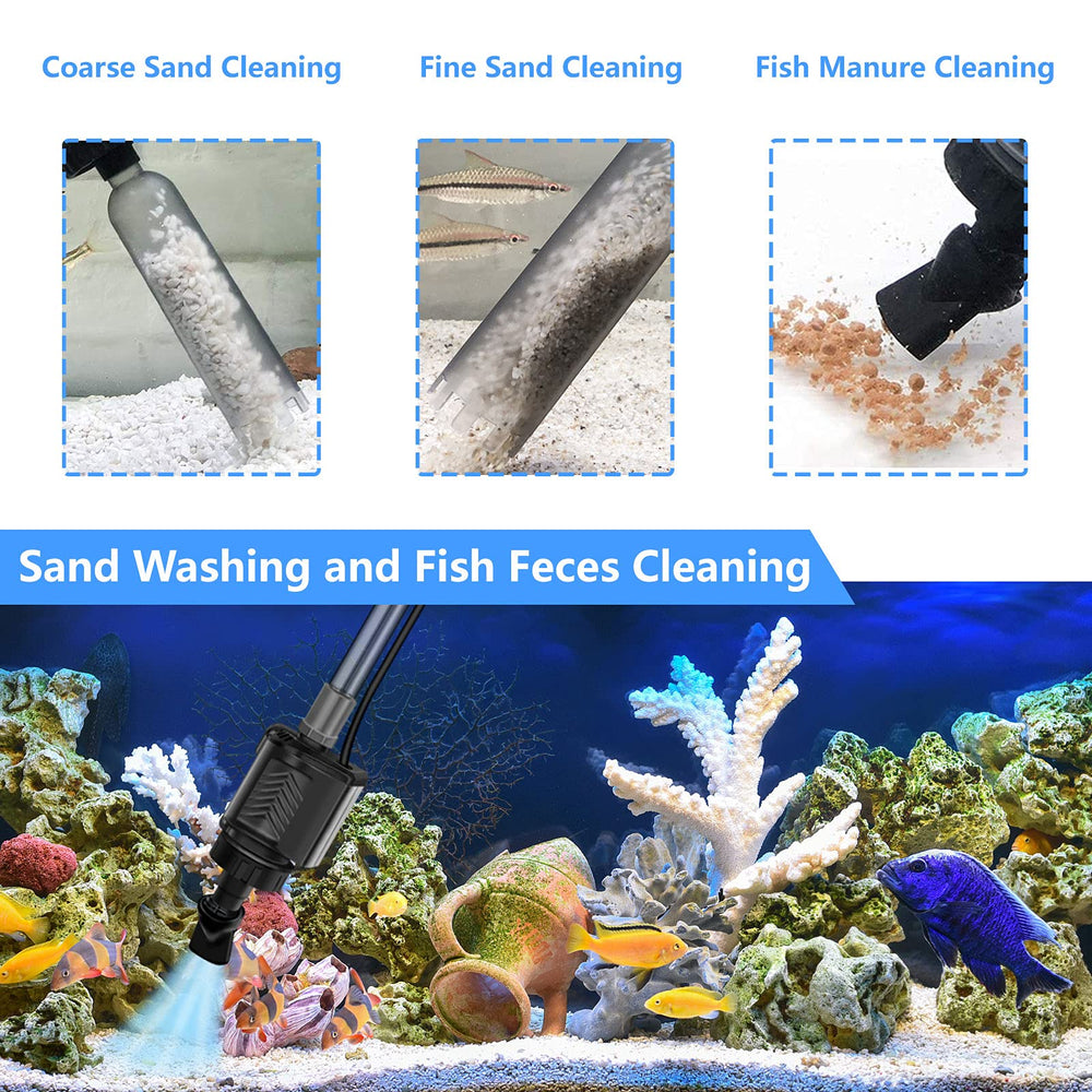 Electric Aquarium Gravel Cleaner, 317GPH DC 24V/24W Automatic Fish Tank Cleaning Tool Set Removable Vacuum Water Changer Sand Washer Filter Changer