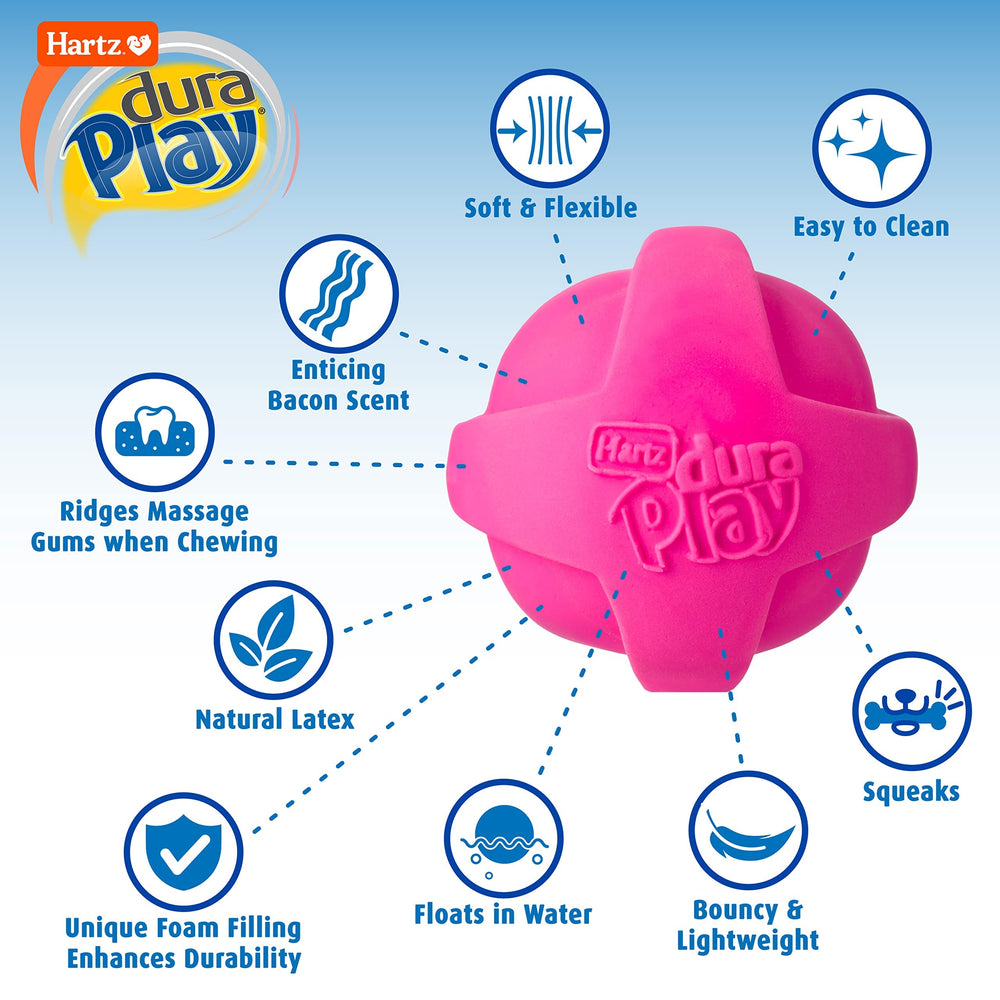 Dura Play Bacon Scented Squeak Ball Dog Toy for Small Breeds, 3 Pack