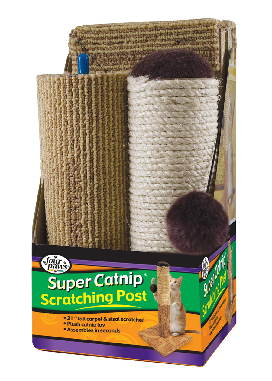 Super Catnip Cat Scratching Post, Sisal and Carpet Scratching Post Brown 21 Inches Tall - Brown