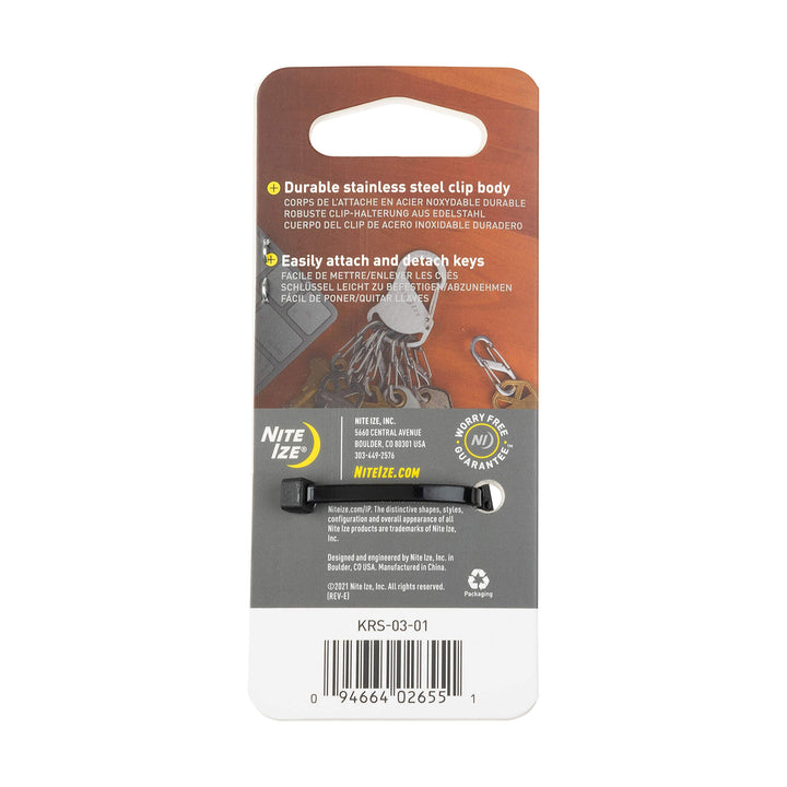 KeyRack Steel S-Biner - Key Carabiner Organizer with 6 S-Biners - Keychain Accessories to Hold Keys Securely and Separately - Black