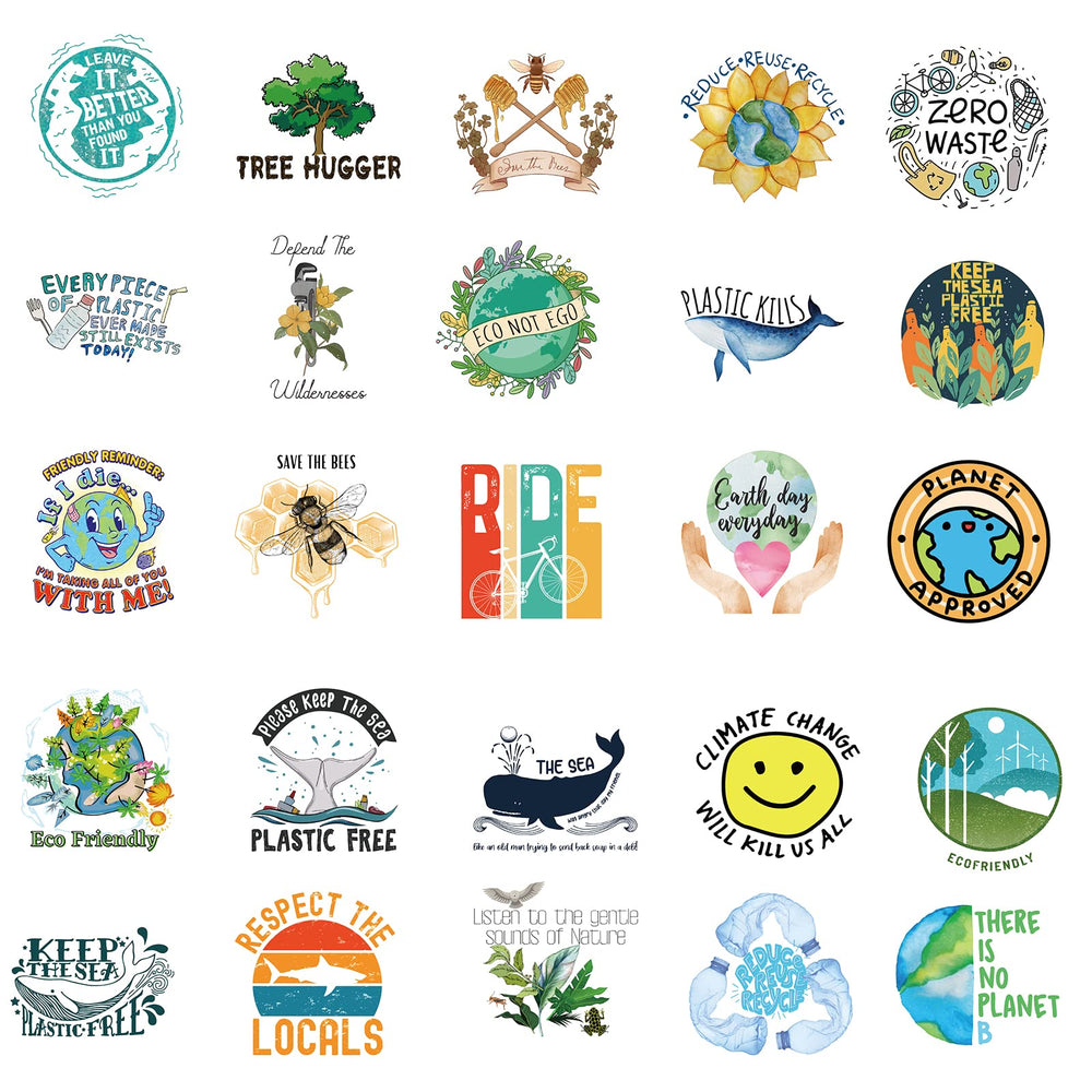Nature Stickers,50 PCS Aesthetic Earth Waterproof Stickers,Vinyl Stickers for Water Bottle,Laptop,Phone,Skateboard Stickers for Teens Girls Kids, Green
