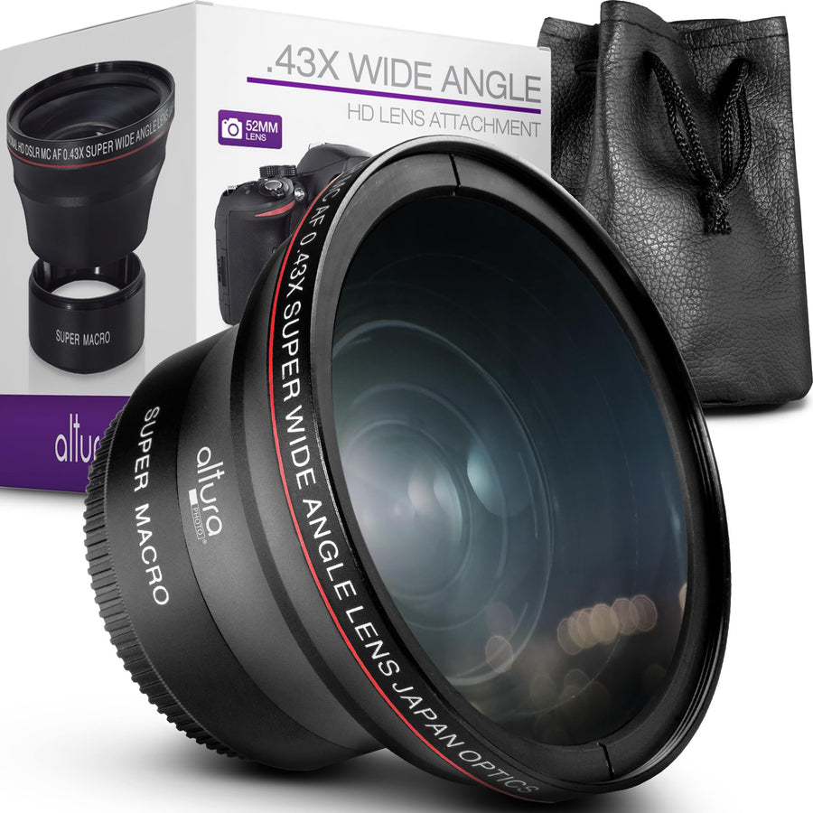 52MM 0.43x Professional HD Wide Angle Lens (w/Macro Portion) for Nikon D7100 D7000 D5500 D5300 D5200 D5100 D3300 D3200 D3100 D3000 DSLR Cameras