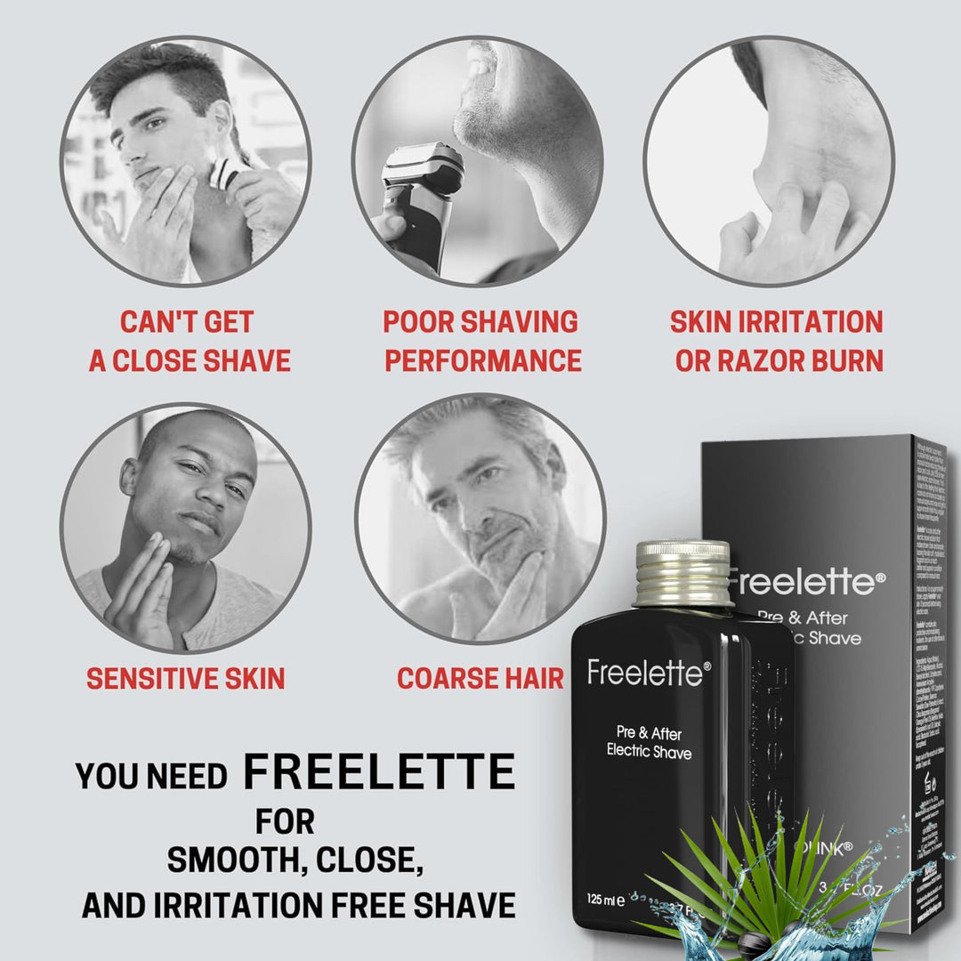 Pre Electric Shave After Shave Lotion Cream - Best For Close Shave - Smooth Irritation-Free Shaving - Shooting and Mousturising Formula Balm. Freelette (Original)