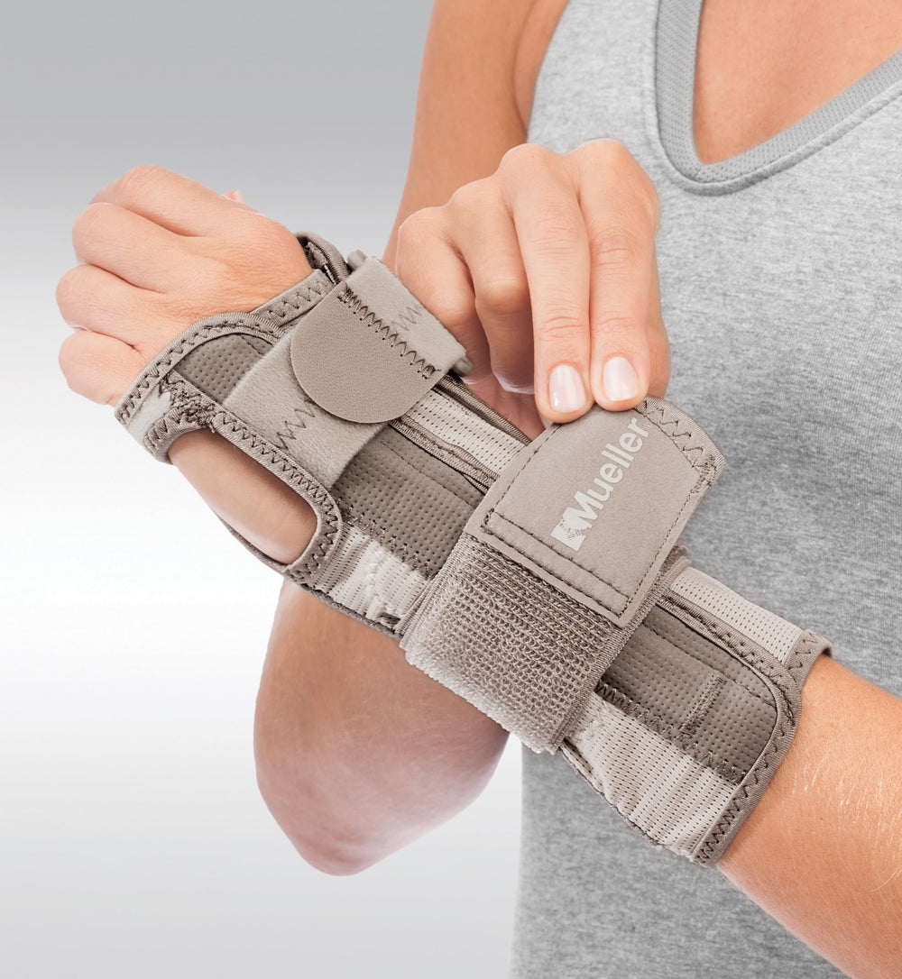 Sports Medicine Reversible Wrist Stabilizer with Splint, Wrist Pain Relief Support for Men and Women, Ideal for Carpal Tunnel, Tendinitis, Arthritis, Taupe, Small/Medium