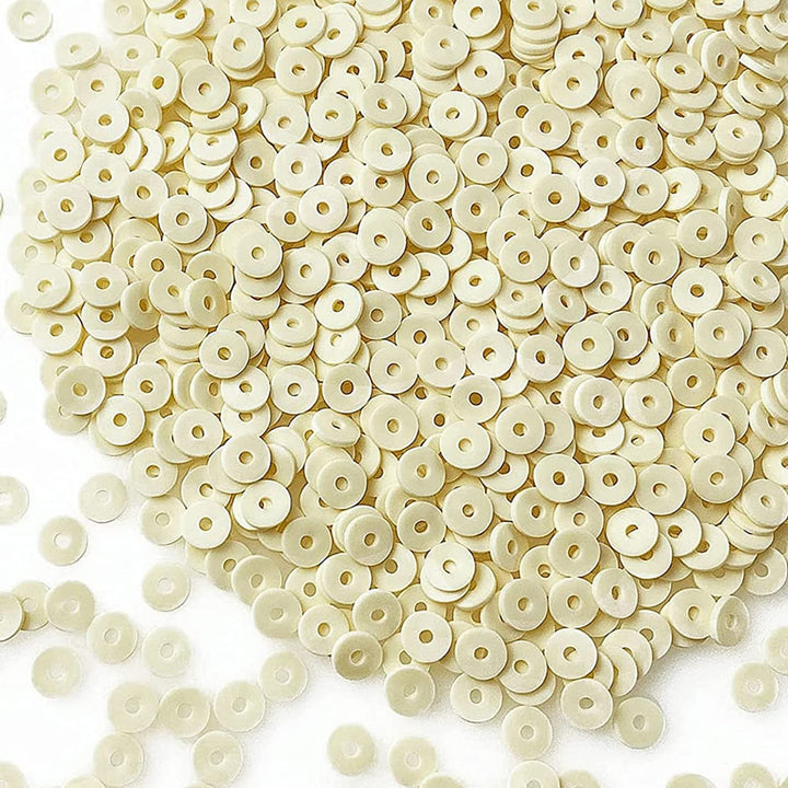 3000pcs Heishi Beads Polymer Clay Beads Flat Round Spacer Beads for Jewelry Making Bracelets Necklace Earring Accessories DIY Handmade Craft (6mm, White)