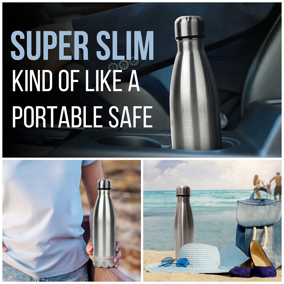 Stainless Steel Tumbler Water Bottle Stash Box Diversion Safe Hidden Bottom Storage and Vacuum