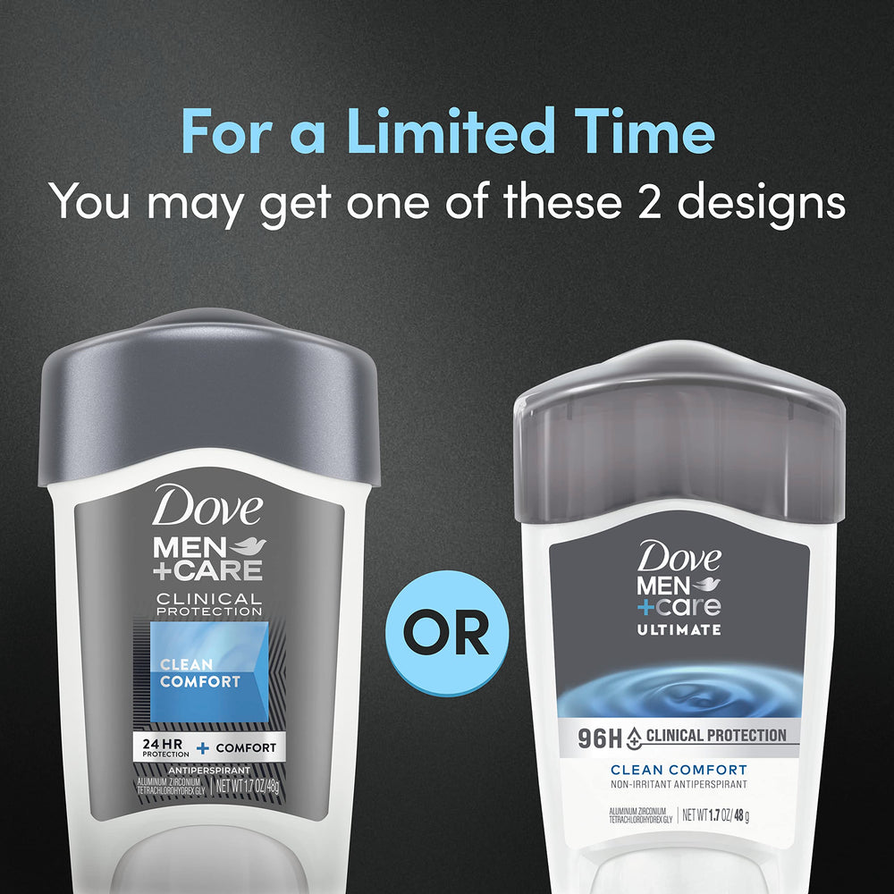 Clinical Protection Antiperspirant Clean Comfort Stick for Men 96-Hour Sweat and Odor Protection Clinical Strength Antiperspirant with 1/4 Moisturizing Cream 1.7 oz