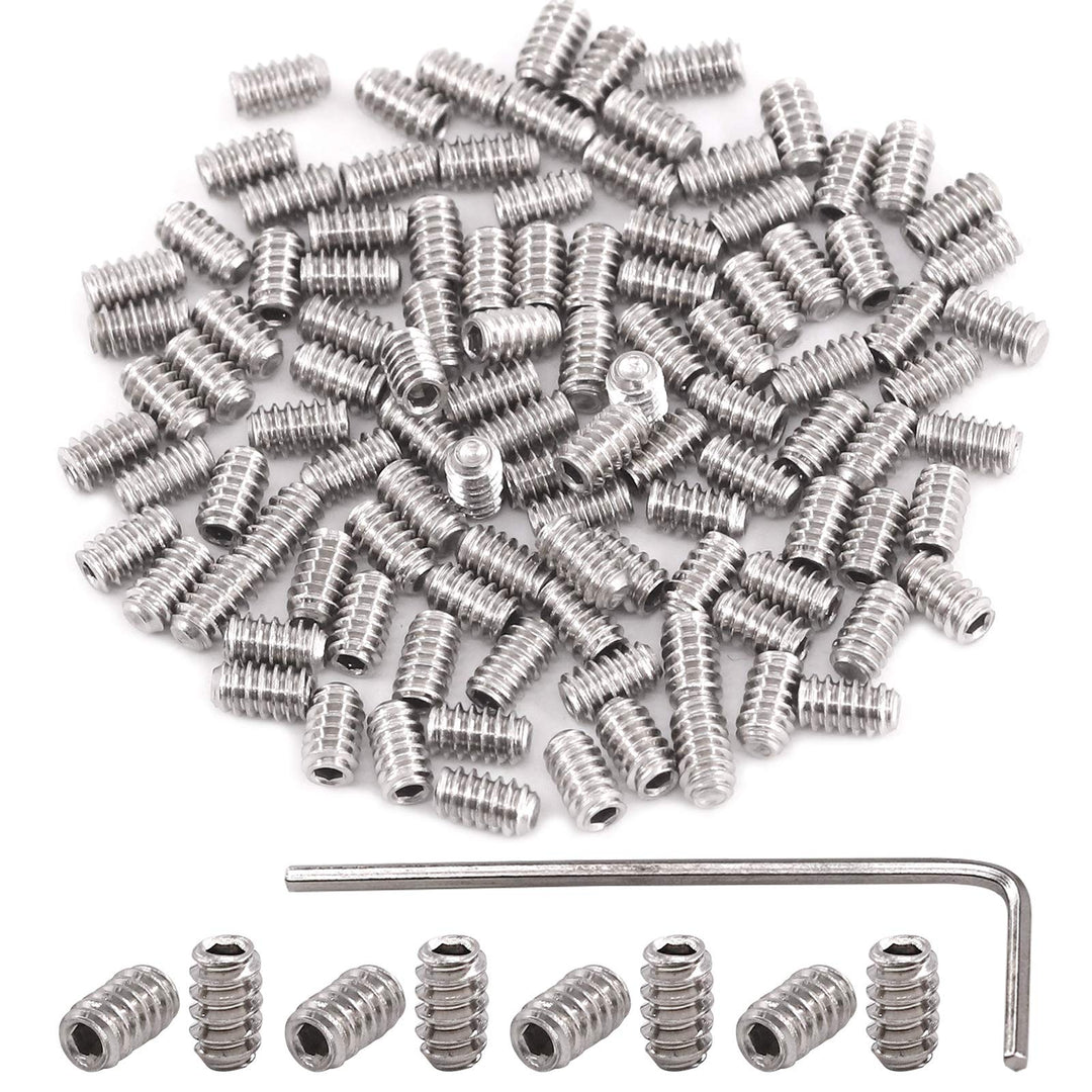 100Pcs SAE Stainless Hex Allen Head Socket Set Screws Grub Screw Bolts Assortment Kit Internal Hex Drive Cup-Point Screws #4-40 x 3/16