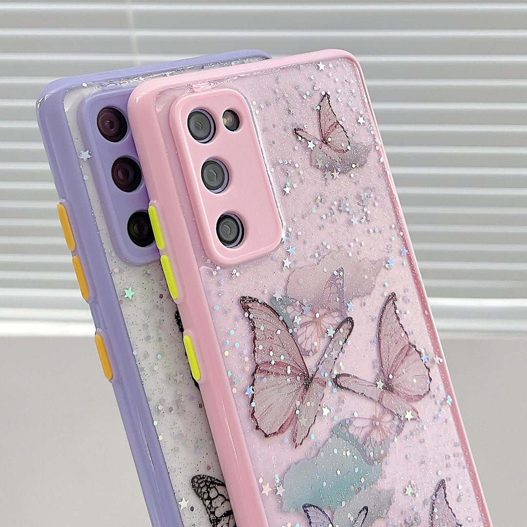 Samsung Galaxy S20 FE Case 5G Cute Glitter Butterfly Full Camera Lens Protection Cases for Women Girls Soft TPU Clear Shockproof Bumper for Samsung S20 FE 6.5 Inch
