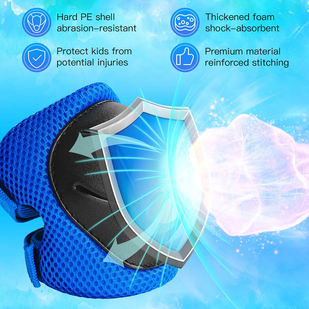 Kids Protective Gear Set Knee Pads for Kids 3-8 Years Toddler Knee and Elbow Pads with Wrist Guards 3 in 1 for Skating Cycling Bike Rollerblading Scooter(Blue)