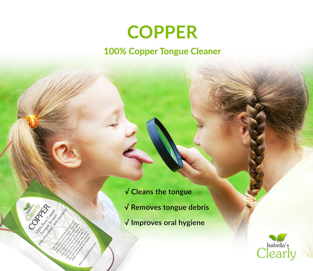 Isabella's Clearly COPPER Tongue Scraper Cleaner | 100% Pure Heavy Duty Metal, BPA Free, Easy to Use for Adults and Kids | Natural Oral Care for Fresh Breath and Improved Oral Hygiene