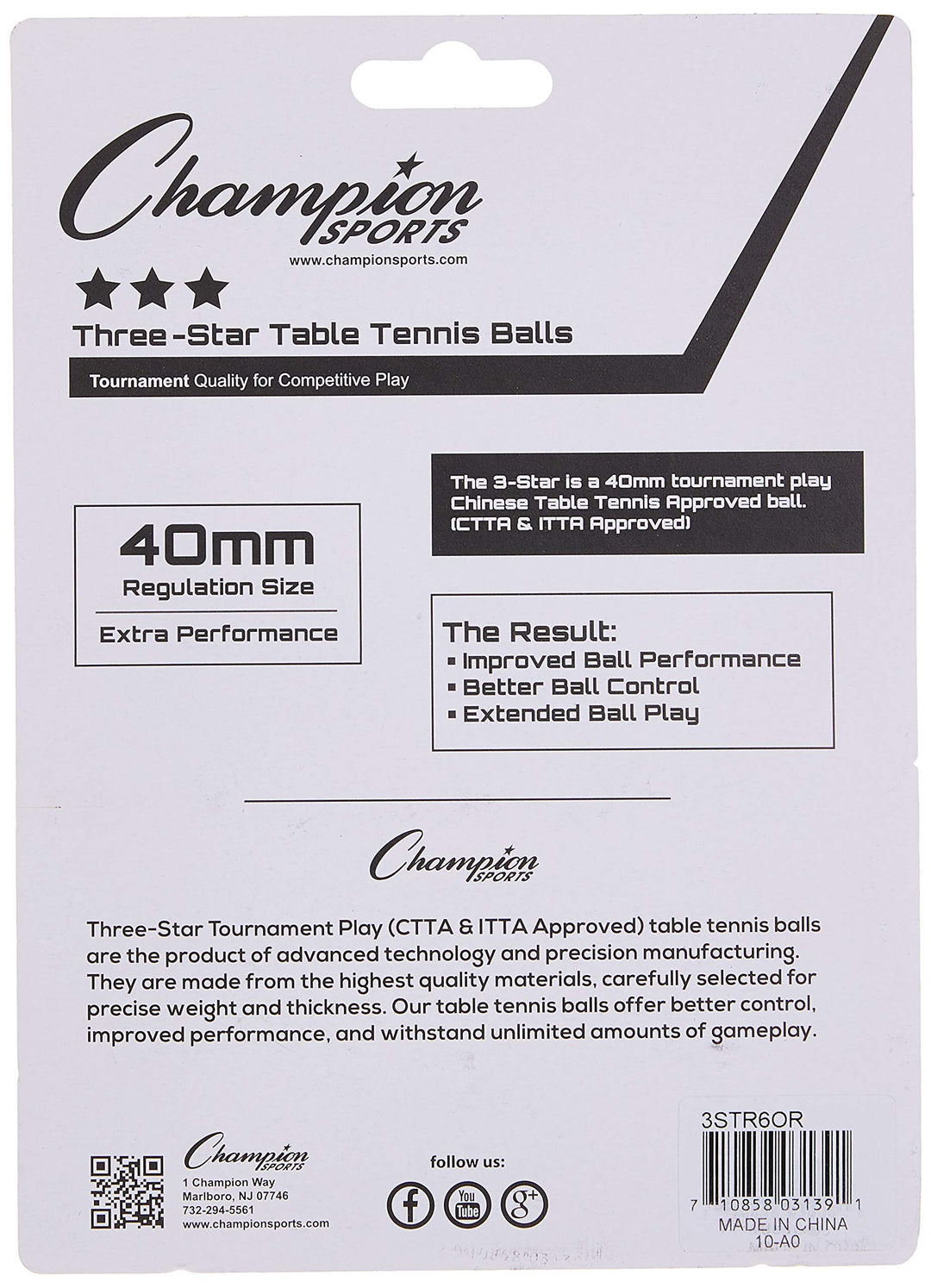 3 Star Table Tennis Ball Pack, Tournament Size - Orange Ping Pong Balls, Set of 6, with 40mm Seamless Design - Professional Table Tennis Equipment, Accessories - CTTA and ITTA Approved