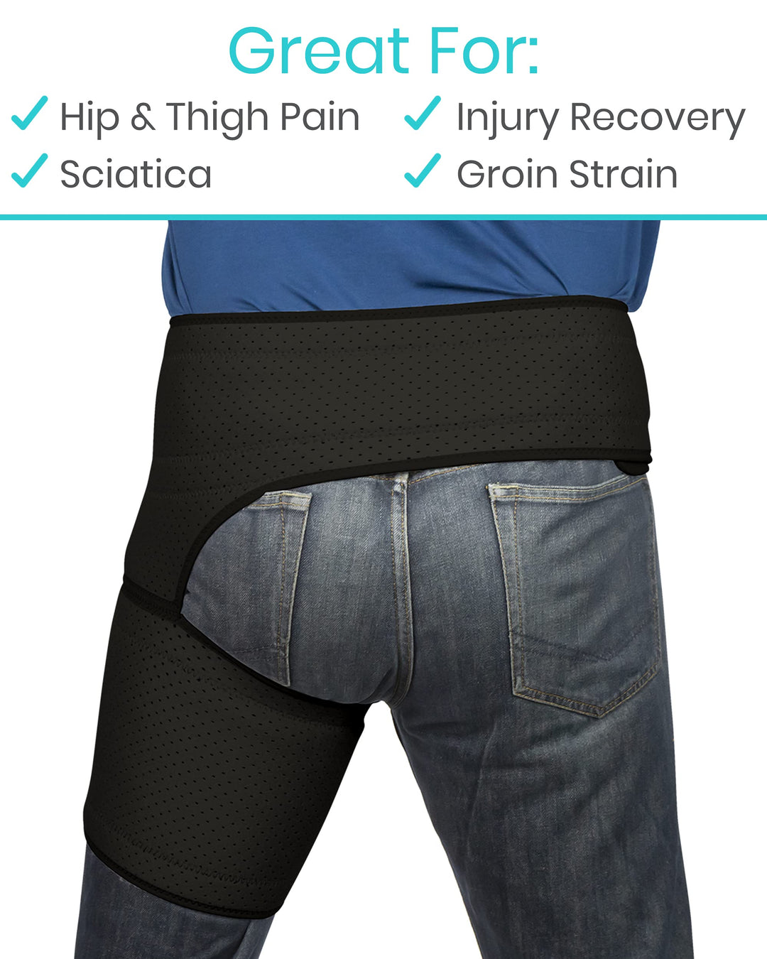 Hip and Groin Brace - Sciatica Brace - Bursitis Hip Pain Relief for Women and Men - Hip Flexor Compression Wrap Support - Thigh, Hamstring Recovery for Joints, Nerve Pulled Muscles and Arthritis