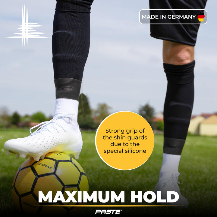 ® Shin Guard Straps Soccer Silicone for Adult, Men, Women, Kids, Children & Youth Black - Shinguard Holders & Stays - Ankle Grip Tapes - shin-Guard Stay, Tape & Bands as Football Accessories