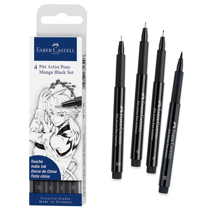 PITT Artist Pen Manga Drawing Set 167132, Black
