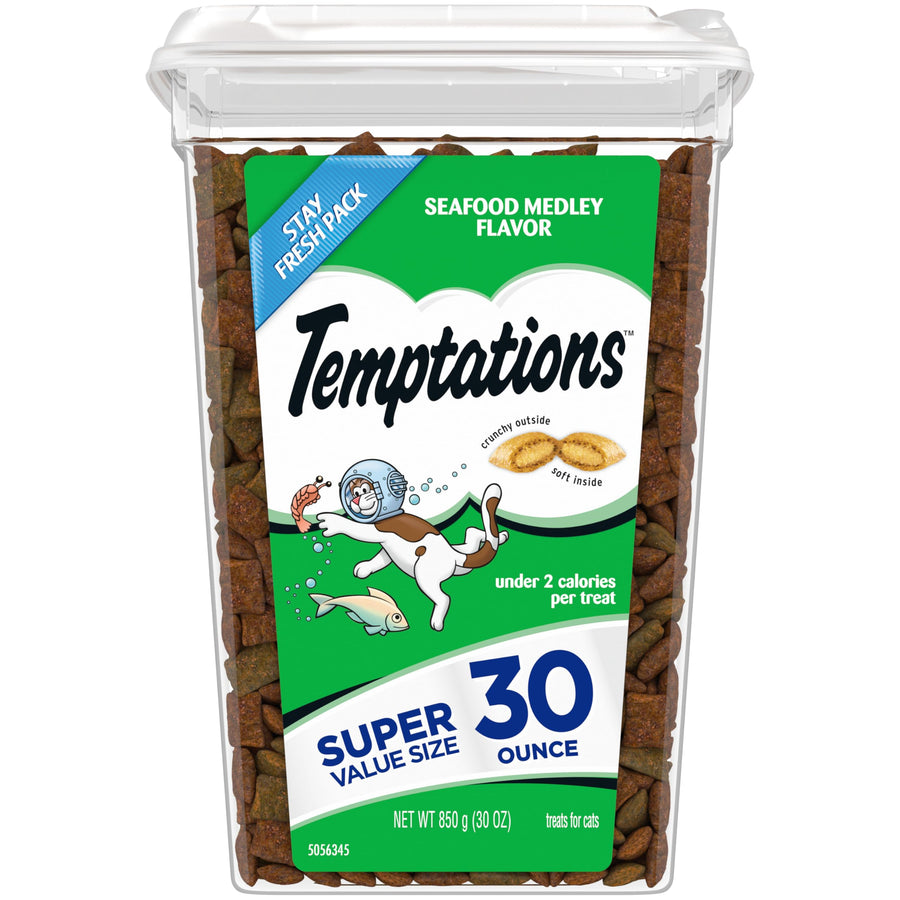 Classic Crunchy and Soft Cat Treats Seafood Medley Flavor, 30 oz. Tub