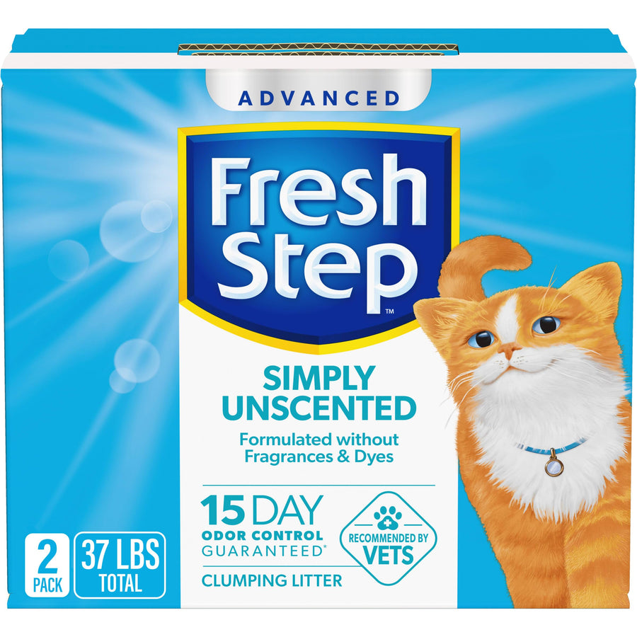 Advanced Simply Unscented Clumping Litter, Unscented Cat Litter Fights Odor on Contact, 37 lbs. (2 x 18.5 lb. Box)