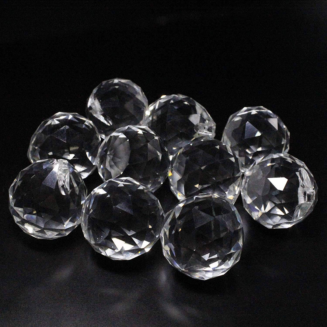 30MM Clear Glass Crystal Prism Pendat Suncatcher Chandelier Parts Lamp Light Pendants Balls Drops Hanging Prisms Home Decor Pack of 10pc (30mm)