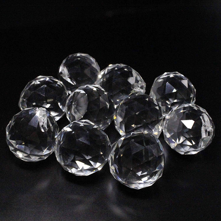 30MM Clear Glass Crystal Prism Pendat Suncatcher Chandelier Parts Lamp Light Pendants Balls Drops Hanging Prisms Home Decor Pack of 10pc (30mm)