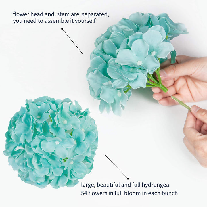 Hydrangea Silk Fake Flowers Heads with Stems, Pack of 10 Full Artificial Flowers for Decoration Wedding Home Party Shop Baby Shower, Room Decor for Bedroom Aesthetic