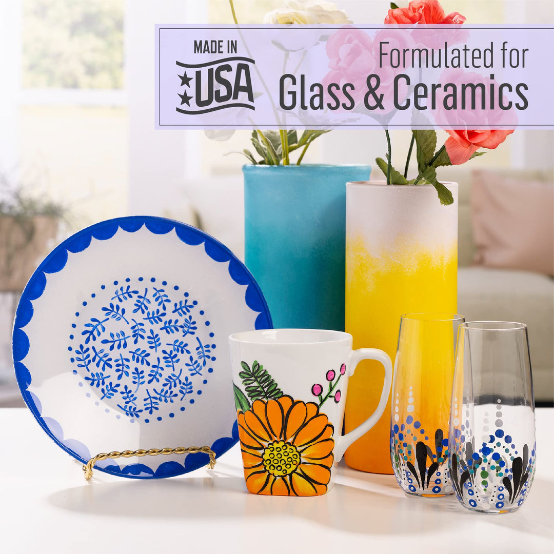 Enamel Glass & Ceramic Paint in Assorted Colors (2 oz), 4017, Lemon Custard
