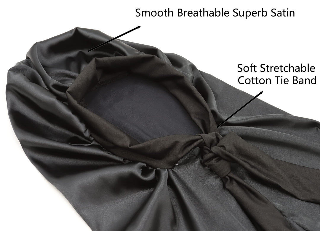 Silk Braid Bonnet Long Satin Bonnet Sleep Cap with tie Band Adjustable Bonnet for Women Curly Dreadlocks Frizzy Hair