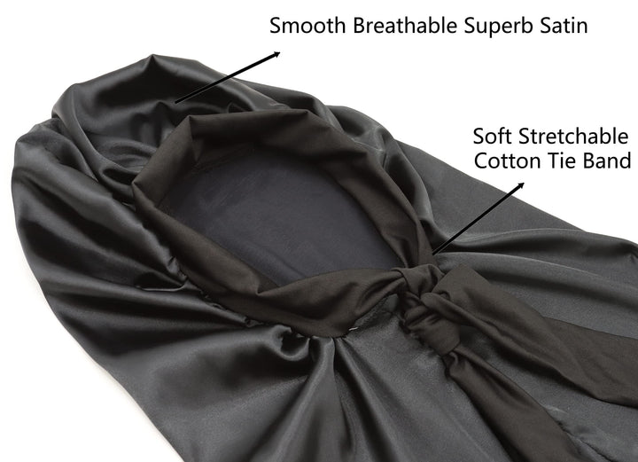 Silk Braid Bonnet Long Satin Bonnet Sleep Cap with tie Band Adjustable Bonnet for Women Curly Dreadlocks Frizzy Hair