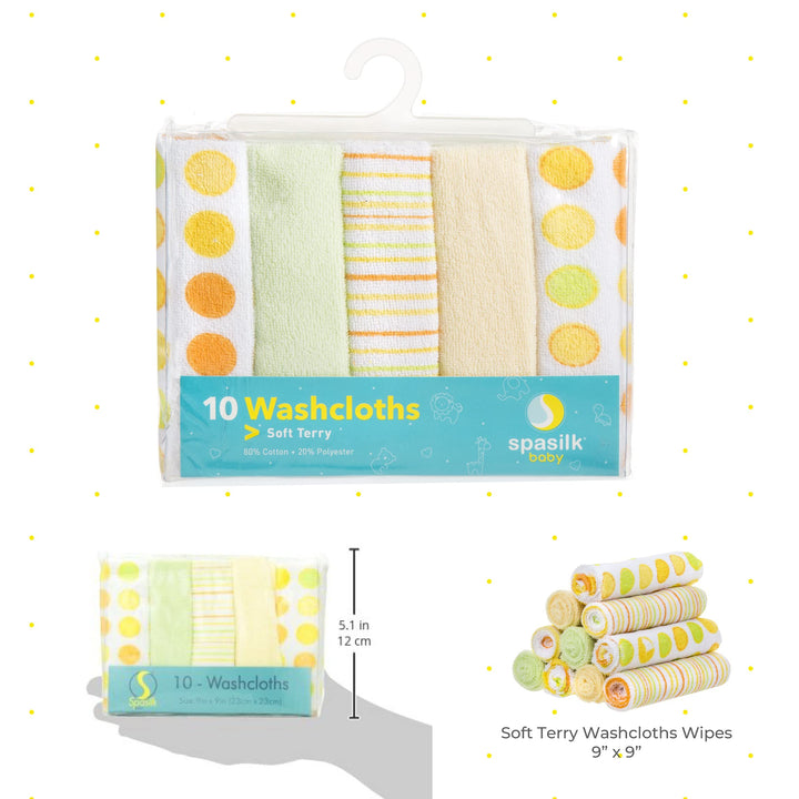 10 pack Soft Terry Washcloth, Yellow