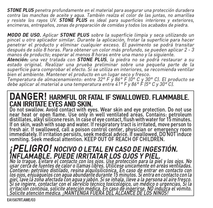 FILA STONEPLUS, Stone Enhancer Sealer, Ideal for All Natural Stone, Protects and Enriches the Color of Polished, Honed, Textured and Tumbled Natural Stone, Solvent Based, 1QT