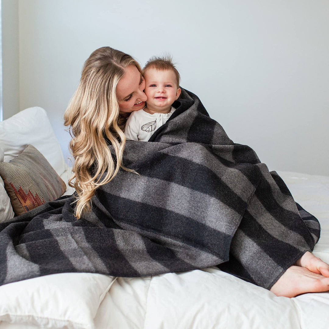 Backwoods Wool Blanket - 4.5lbs, Warm, Heavy, Washable, Large | Great for Camping, Outdoors, Survival & Emergency Kits (Gray Buffalo)