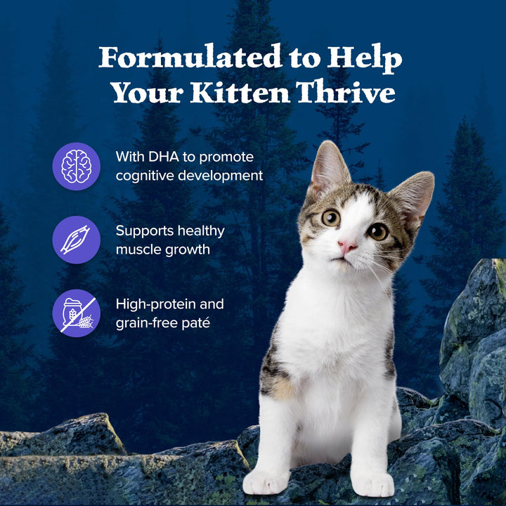 Wilderness Kitten Food, High-Protein & Grain-Free Wet Cat Food Paté Variety Pack, Chicken & Salmon Recipes, 3-oz. Cans (6 Count, 3 of Each)
