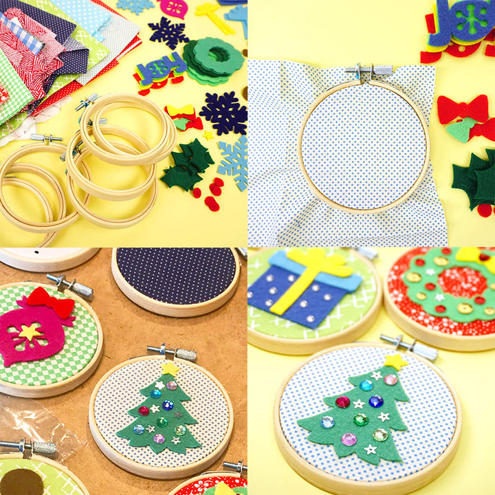12 Pieces 3 Inch Embroidery Hoops Bamboo Circle Cross Stitch Hoop Ring for Embroidery and Cross Stitch, Mini Embroidery Hoop Suitable for DIY Decoration