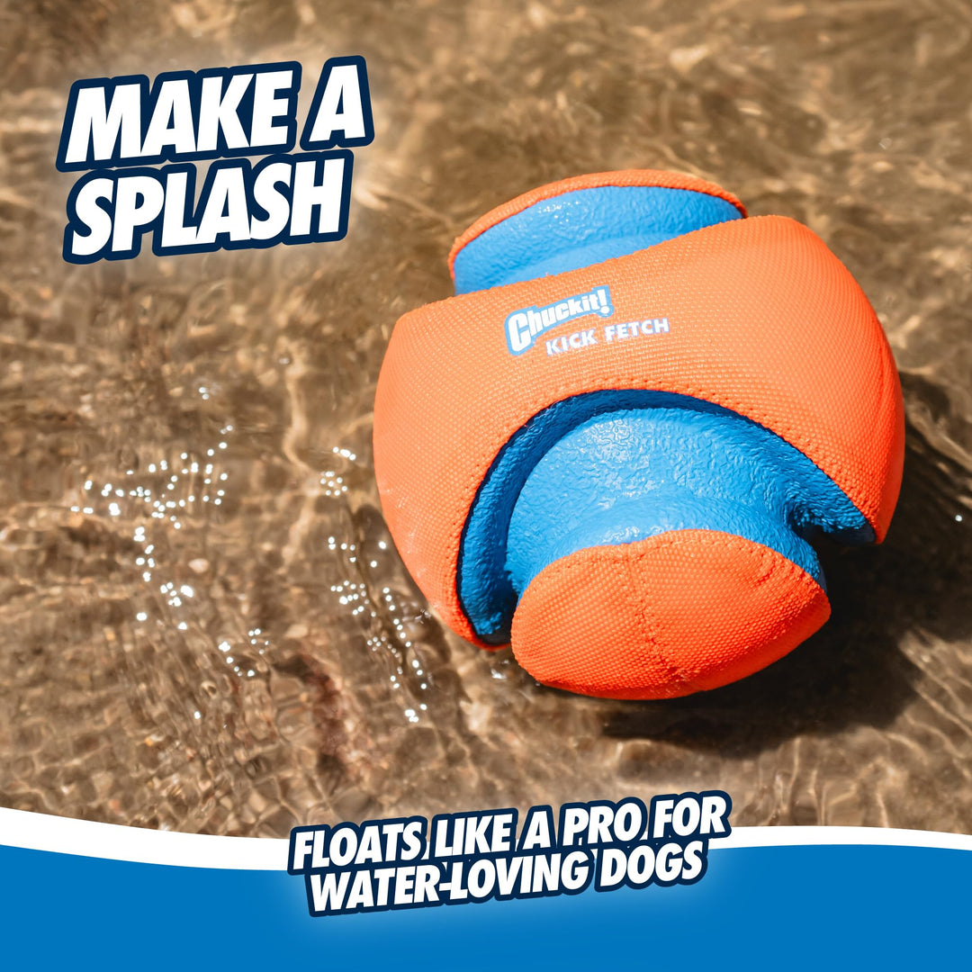 Kick Fetch Ball Dog Toy - Floats in Water - Perfect for Interactive Play - Made with Durable Rubber and Foam - For Large Dogs - Size Large - 8-inch Diameter - Pack of 1