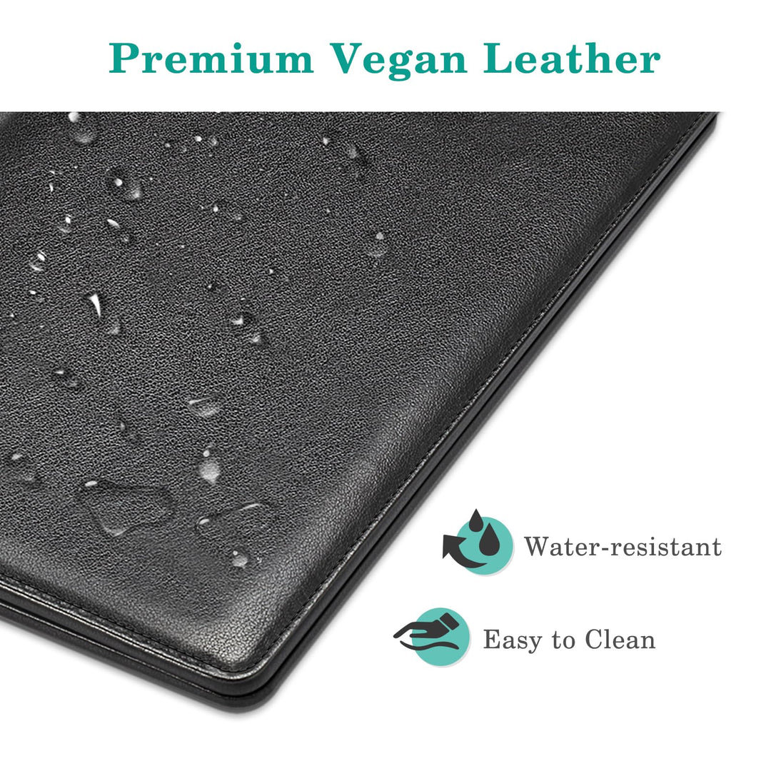 Server Book Organizer with Zipper Pocket, PU Leather Restaurant Guest Check Presenters Card Holder for Waitress, Waiter, Bartender (Black)